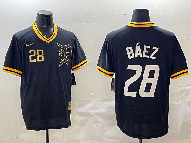 Men Detroit Tigers #28 Baez Black Gold Game 2025 Nike MLB Jersey style 3->detroit tigers->MLB Jersey